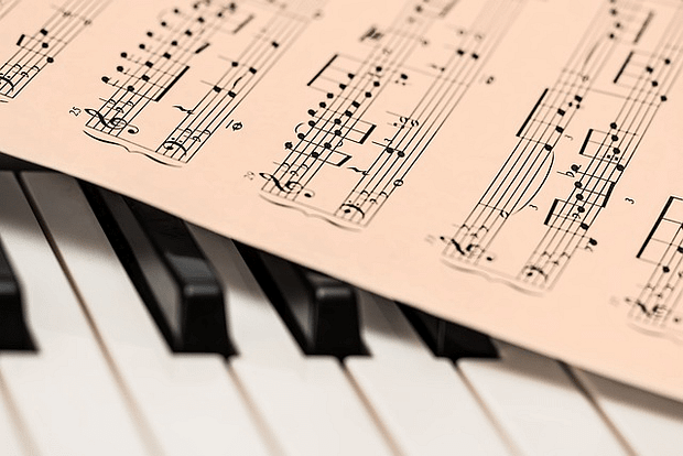piano, musique, feuille, notes